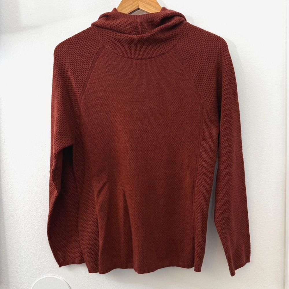 KUHL Cowl Neck Hoodie Wool Sweater Womens Small Knit Lightweight Brick Red